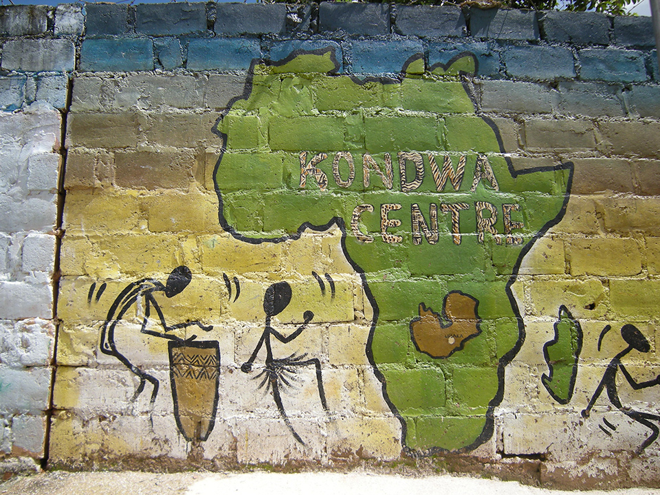 Budding Artists:  The Centre's main entrance painted by Kondwa's children, staff and volunteers.